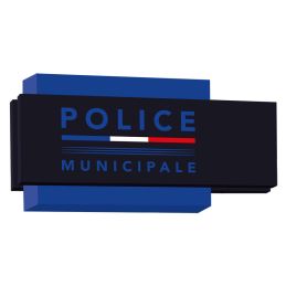 Enseigne Drapeau Moderne Police Municipale vue de nuit