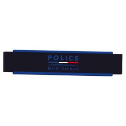 Enseigne Drapeau Police Municipale double face ModernEnseigne Caisson Moderne Police Municipale vue de nuit