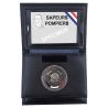 Porte-carte cuir 3 volets format CB + Médaille Pompier