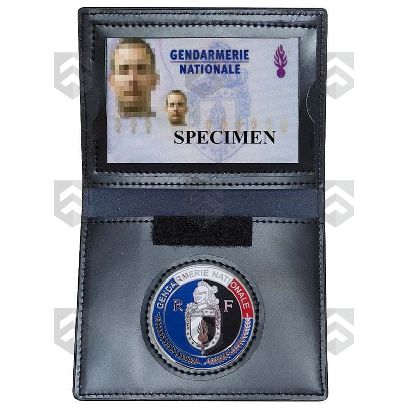 Porte-carte cuir 3 volets format CB et Navigo Gendarmerie + Médaille