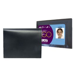 Porte-carte cuir 2 volets Sécurité format CB et Navigo + Médaille