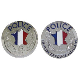 Porte-carte cuir 3 volets format CB et Navigo Police + Médaille