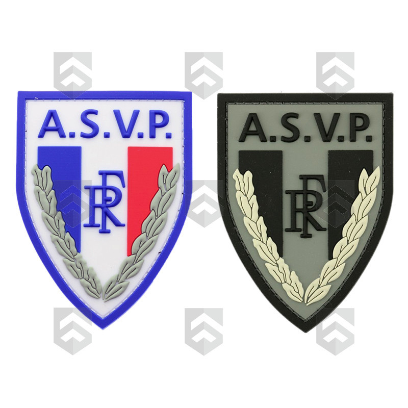 Ecusson PVC ASVP en standard et en basse visibilité pour brigade de nuit