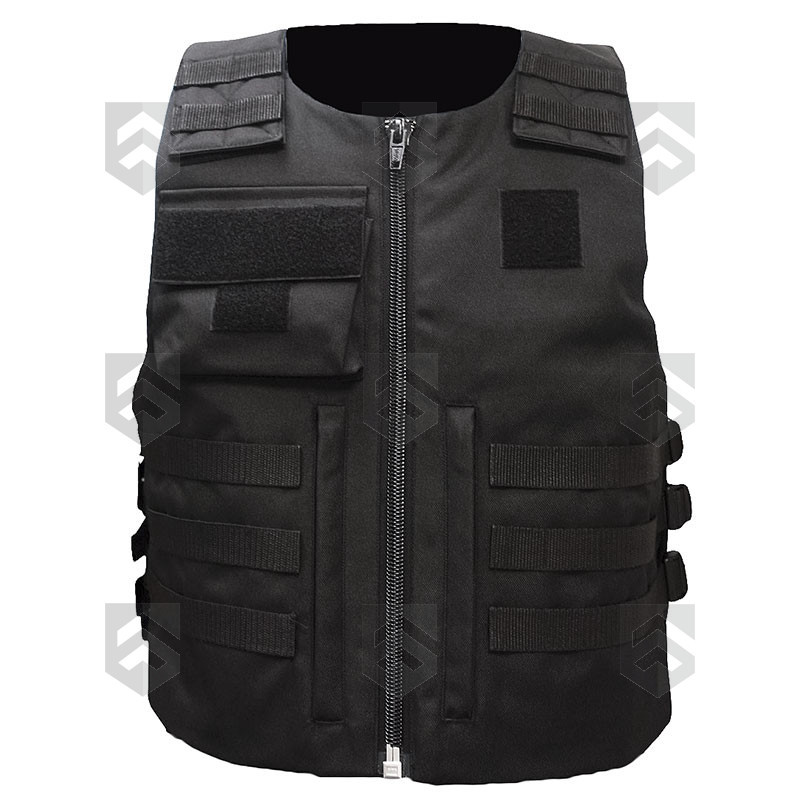 Gilet Pare-Balles Tactique Zip Patrol noire avec Plaque Trauma