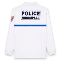 Polo Police Municipale Respirant ML Col Zippé GK Pro Blanc