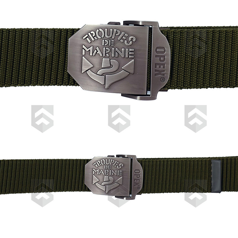 Ceinture Militaire Boucle Gravée Troupes de Marine
