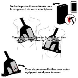 Harnais de poitrine pour radio Arva Noir