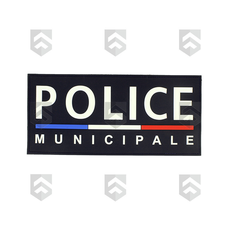 Bande Gomme 3D Police Municipale 6 x 13 cm Fond Bleu