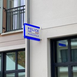 Enseigne Drapeau Police Municipale double face Modern
