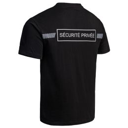 T-shirt Imprimé Sécurité Privée Bande Grise Sécu-One A10 Noir