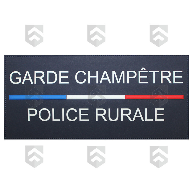 Bande Gomme 3D Garde Champêtre - Police Rurale 13 x 28 cm Liseré Tricolore