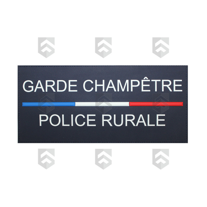 Bande Gomme 3D Garde Champêtre - Police Rurale 6 x 13 cm Liseré Tricolore