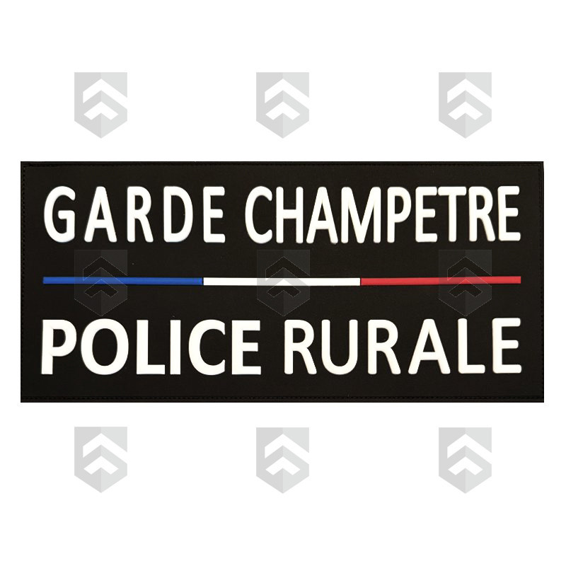 Bande Gomme 3D Garde Champêtre - Police Rurale 13 x 28 cm Liseré Tricolore