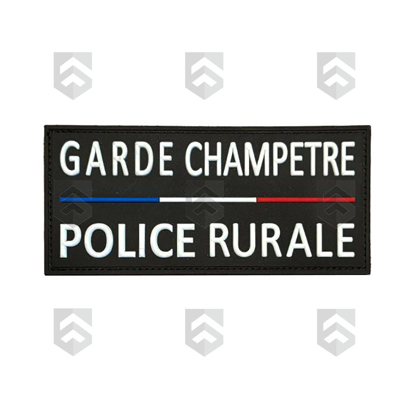 Bande Gomme 3D Garde Champêtre - Police Rurale 6 x 13 cm Liseré Tricolore