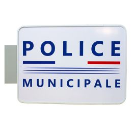 Enseigne Drapeau Police Municipale double face Tricolore