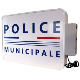Enseigne Drapeau Police Municipale double face Tricolore
