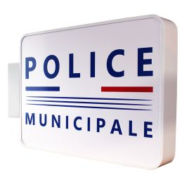 Enseigne Drapeau Police Municipale double face Tricolore