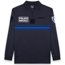 Polo Police Municipale Respirant ML Col Zippé GK Pro Bleu Marine