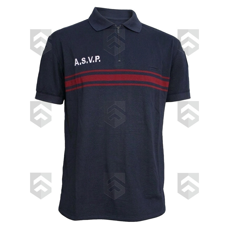 Polo ASVP Respirant MC EK Bleu Marine Col Zippé