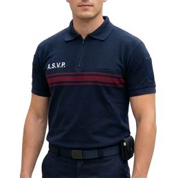 Polo ASVP Respirant MC EK Bleu Marine Col Zippé