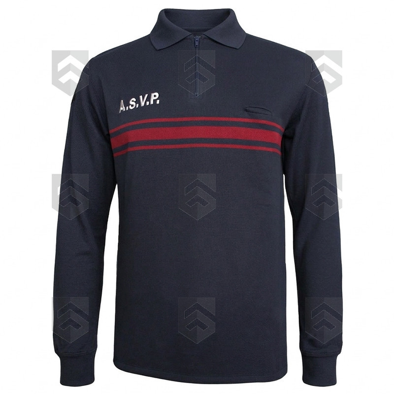 Polo ASVP Respirant ML EK Bleu Marine Col Zippé