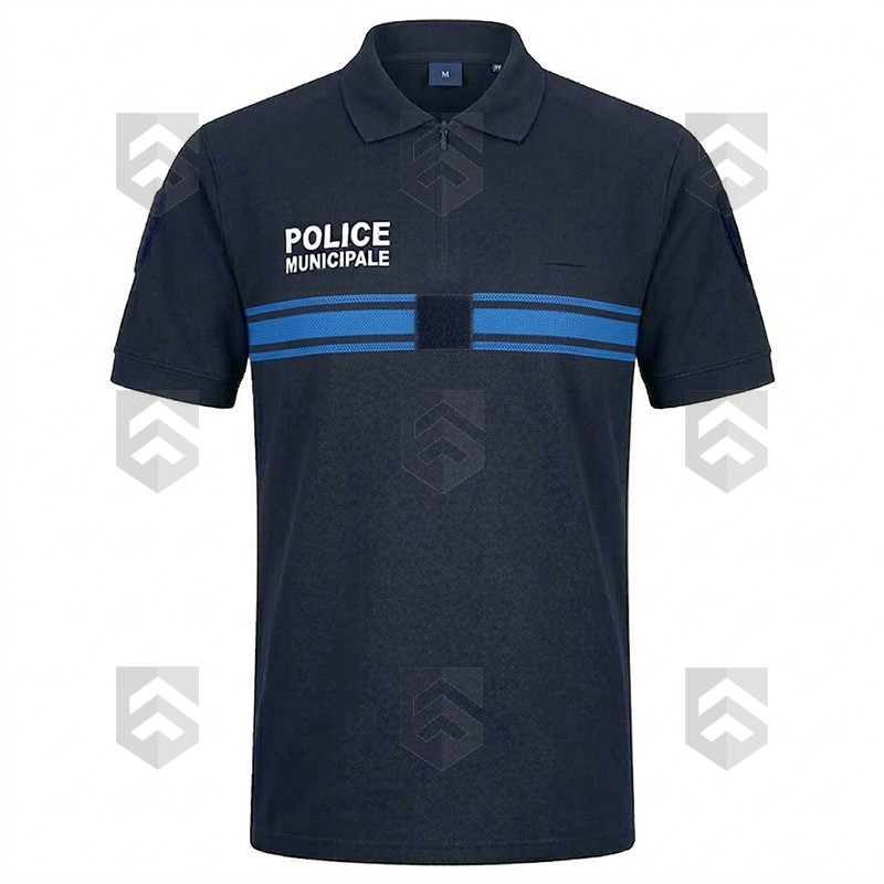 Polo Police Municipale Respirant MC EK Bleu Marine Col Zippé