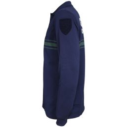 Polo Bandes Vertes Personnalisable Respirant ML Bleu Marine EK