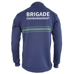 Polo Bandes Vertes Personnalisable Respirant ML Bleu Marine EK
