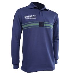 Polo Bandes Vertes Personnalisable Respirant ML Bleu Marine EK