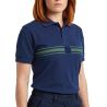Polo Bandes Vertes Respirant MC EK Bleu Marine