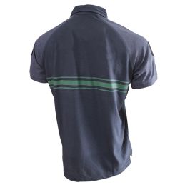 Polo Bandes Vertes MC Bleu Marine bi-tons