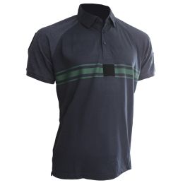 Polo Bandes Vertes MC Bleu Marine bi-tons
