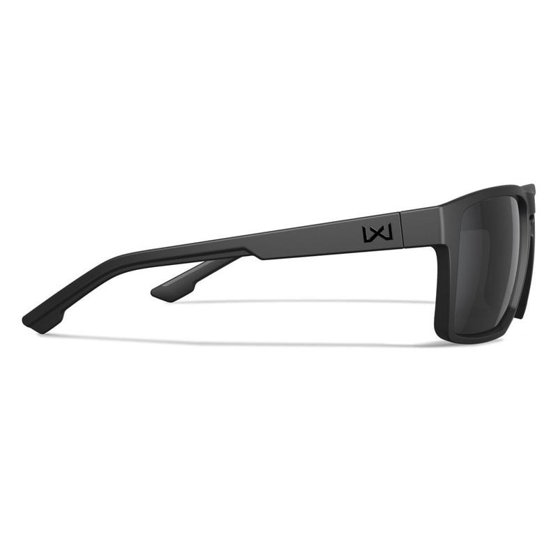 Packshot profil droit des lunettes Wiley X Founder mettant en avant branche, monture et verres gris 