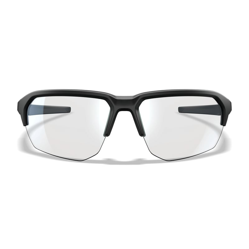 Vue avant des lunettes Wiley X WX JAKL avec verre incolore dans monture semi-rimless noire mate, sur