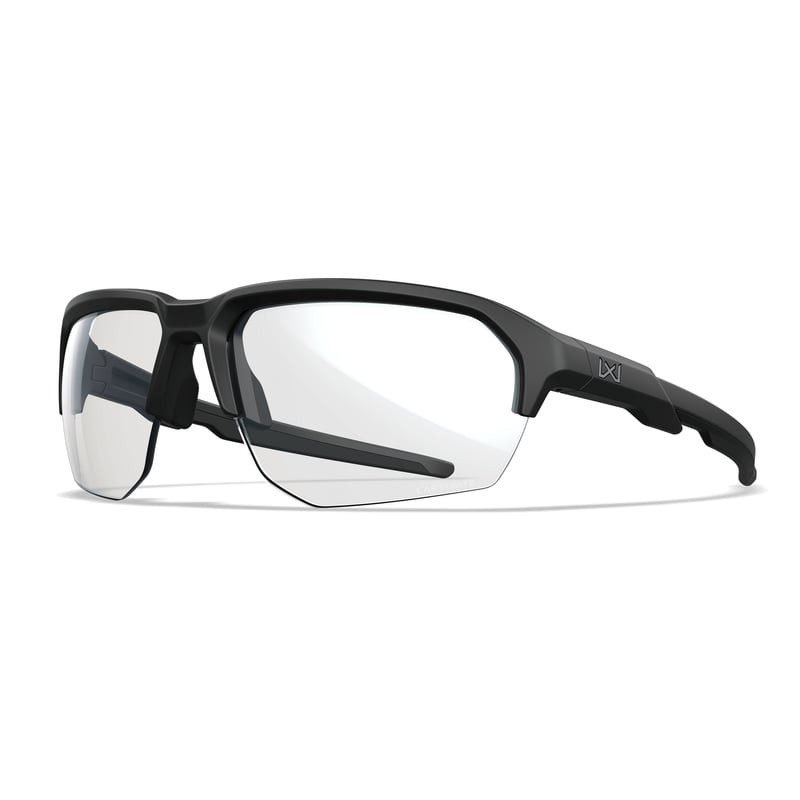 Profil latéral des lunettes balistiques Wiley X WX JAKL avec verre incolore, mettant en avant la mon