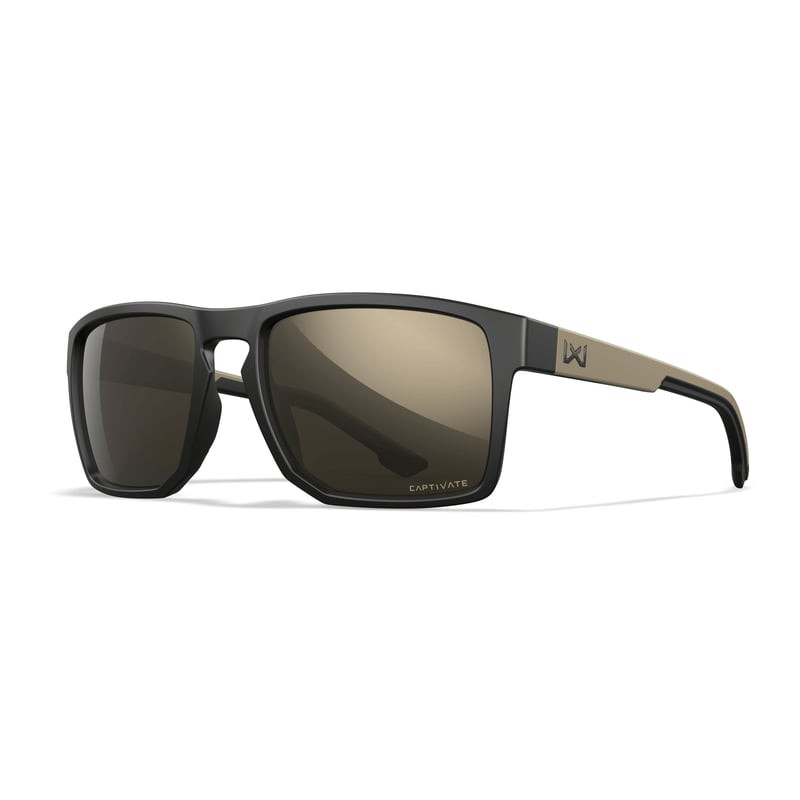 Vue angle avant-droite des lunettes balistiques Wiley X WX Founder AC6FND04 mettant en avant la marq