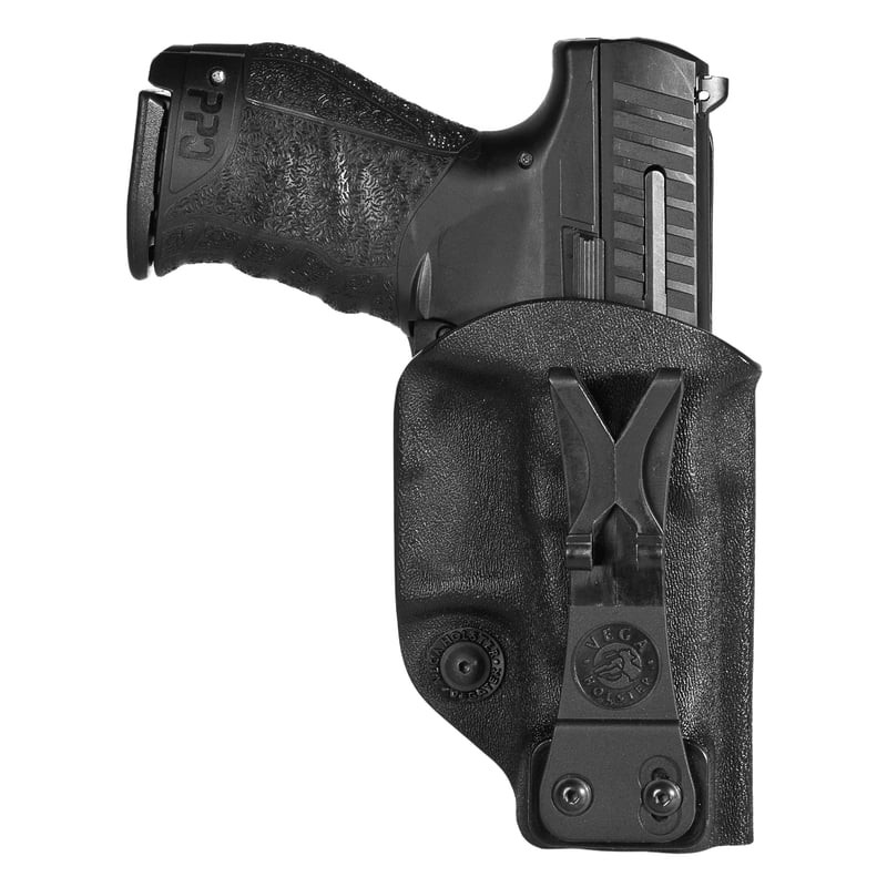 Holster Vega IU807 noir en polymère avec pistolet Sig Sauer SP2022 inséré, clip X réglable et rétent