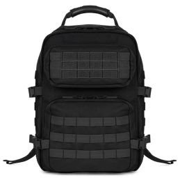 Vue avant du sac à dos tactique GK Pro BLAKE 26L Noir avec sangle MOLLE, multiples poches, poignée m