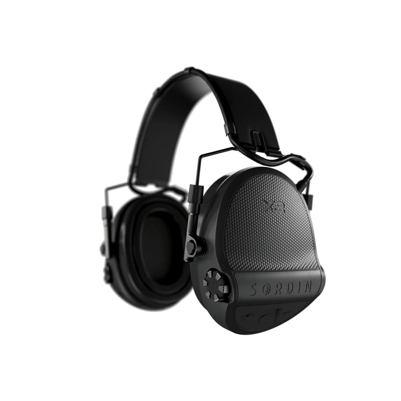 Vue latérale du casque MSA Sordin Supreme X2 montrant la texture des coques oreille, logo MSA X2, mo