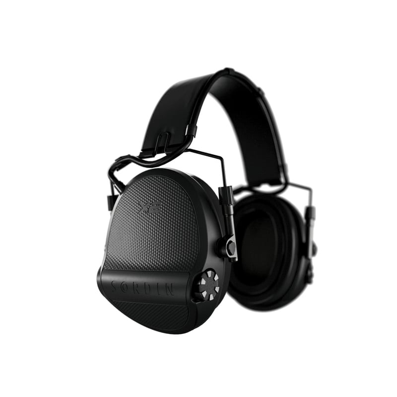Photo en angle du packshot des casques anti-bruit électroniques MSA Sordin Supreme X2 montrant coque