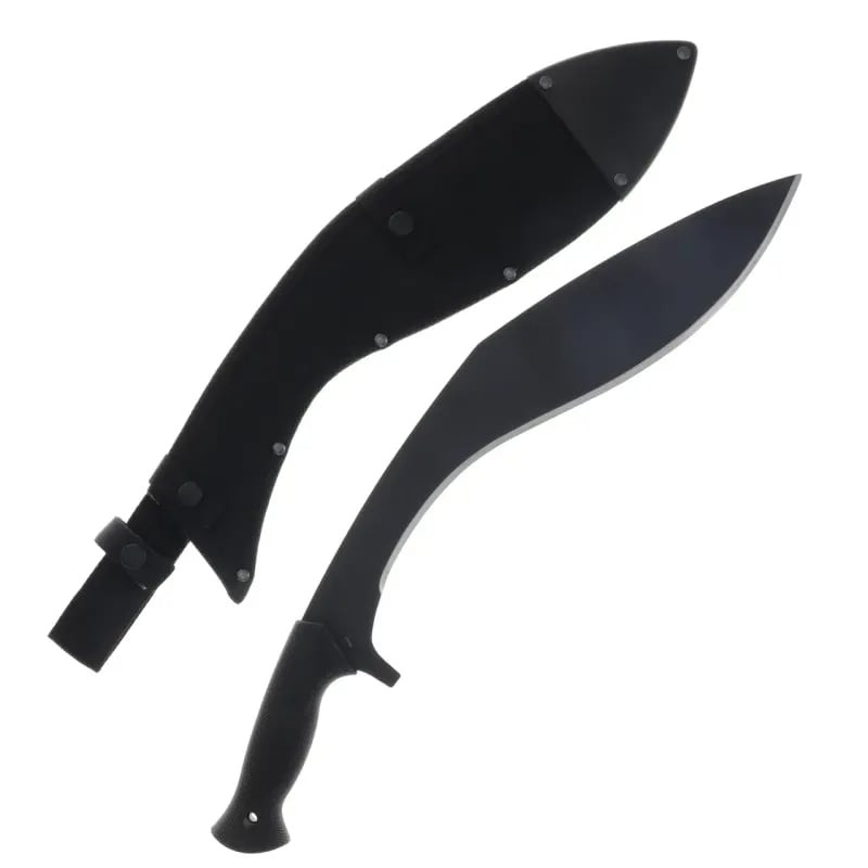 Vue détaillée de l'étui de machette Cold Steel 661599 Royal Kukri avec manche visible, sangles et ri