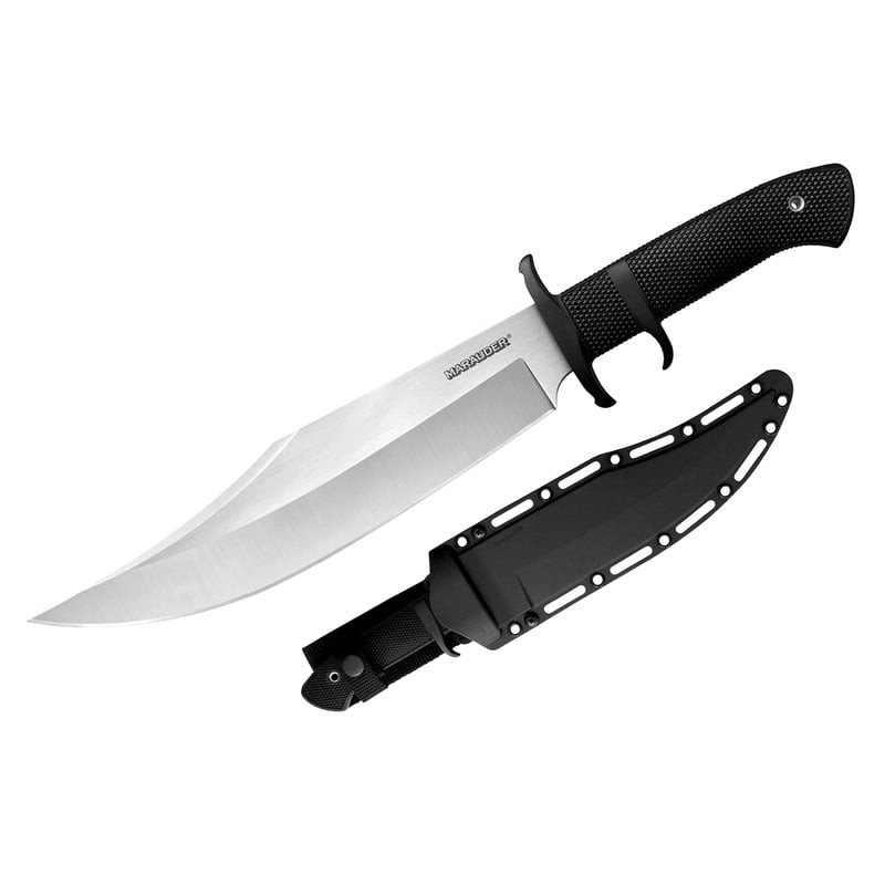 Poignard Bowie Marauder Cold Steel avec lame clip point stonewash large, manche texturé noir et étui