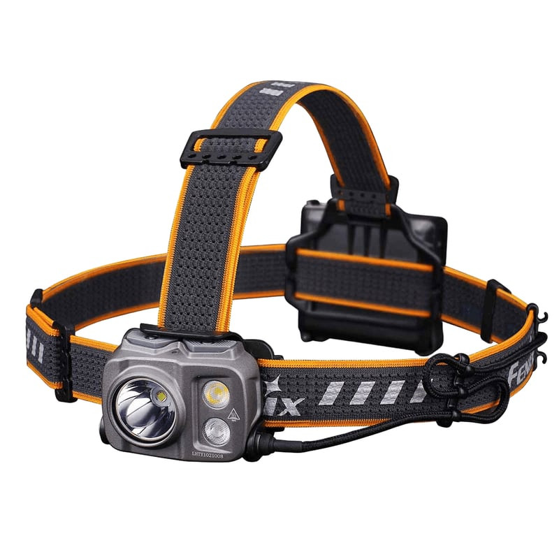 Vue de face de la lampe frontale rechargeable Fenix 1418424 avec LED à double faisceau et port USB-C