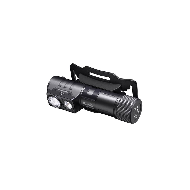 Lampe frontale rechargeable Fenix HM71R avec double éclairage et base magnétique, vue de face sur fo