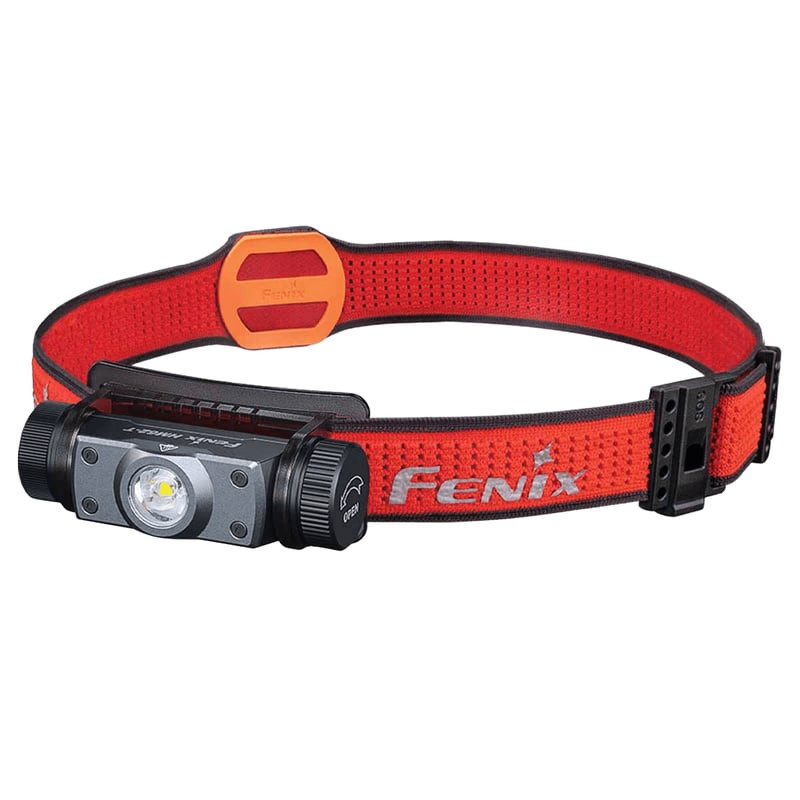 Lampe frontale de trail running Fenix HM62-T ultralégère en alliage de magnésium.