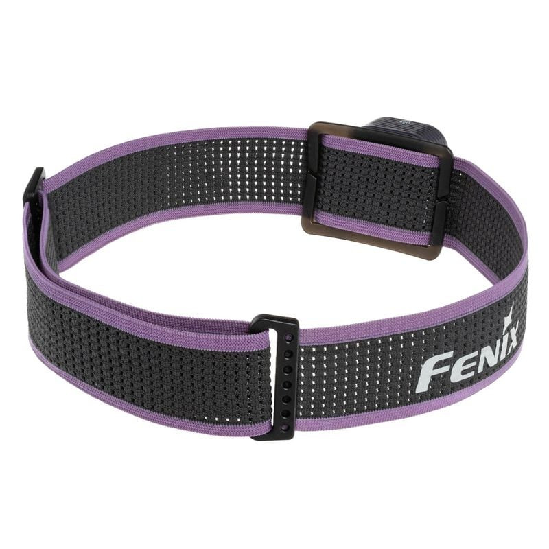 Lampe frontale Fenix HM55R vue de côté montrant le bandeau et le boîtier compact sur fond blanc