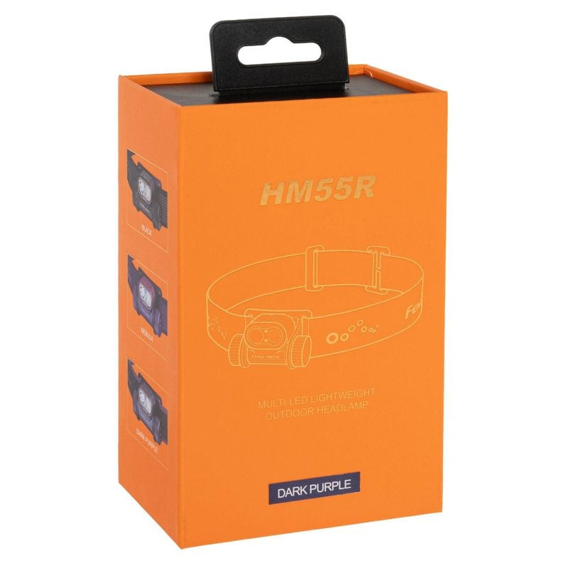 Vue de dessus de la lampe frontale Fenix HM55R montrant les boutons de commande et la lentille LED