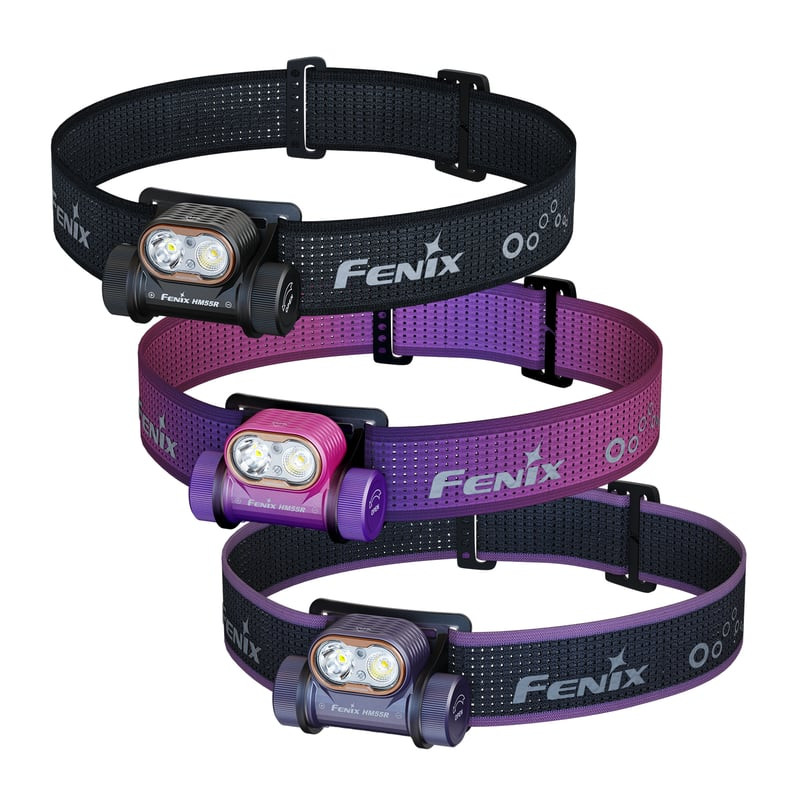 Lampe frontale Fenix HM55R Nebula vue arrière avec compartiment batterie et fixation du bandeau