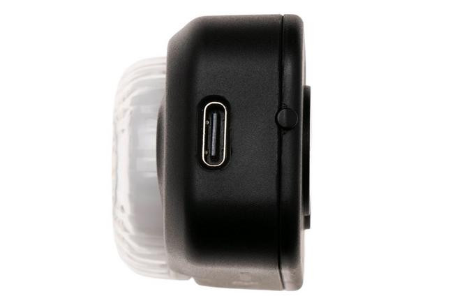 Close-up of magnetic quick-release mechanism on 1418403 Fenix HL17R headlamp.