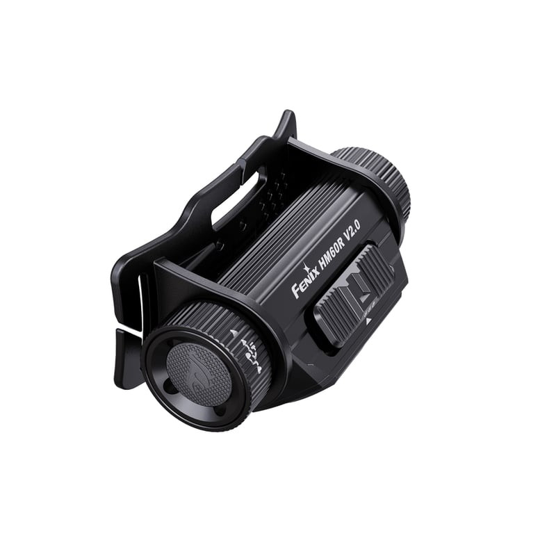 Lampe frontale Fenix HM60R V2.0 vue latérale montrant le port de charge USB-C et le mode lumière rou